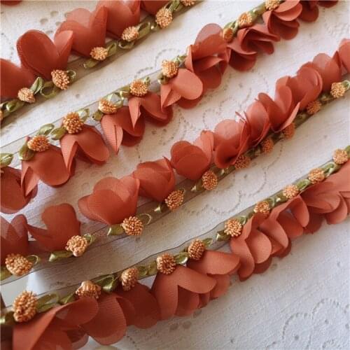 LASUI 3 meters=1 lot High grade 3D flower lace trim Chiffon DIY Skirt dress doll Sewing Craft For Decoration 0334