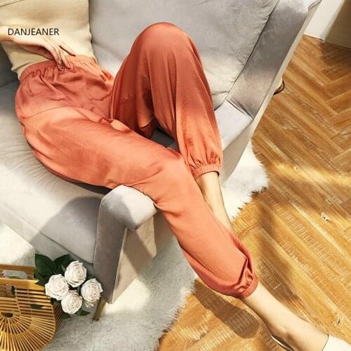 DANJEANER Summer Super Thin Cool Casual High Wasit Chiffon Pants 2019 Women Fashion Streetwear Harem Pants Solid Slim Trousers