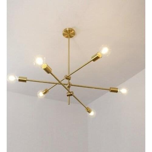 Brushed Brass sputnik chandelier lighting fixtures Home LED modern metal ceiling lights Nordic postmodern hanging Lamp lustre