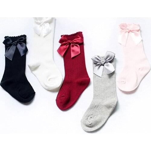 Cute Princess Baby Girls Socks Knee High With Bow Socks Girl Sweet Baby Socks Long Tube Socks Kids Children Leg Warmer Boot