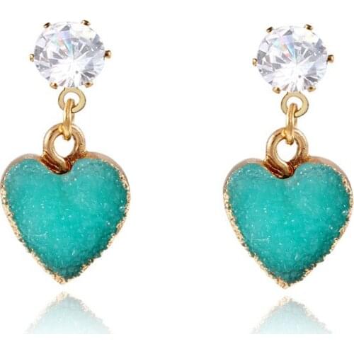 Fashion Pink Heart Resin Earrings For Women Handmade AAA Zircon Earring Jewelry Pendiente Dangle Earrings Gifts