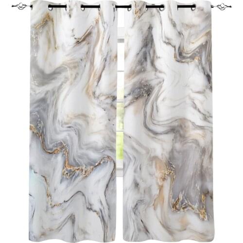 Marble Texture Yellow White Wave Floating Art Window Curtains LivingRoom Kitchen Curtains Left and Right Biparting Open