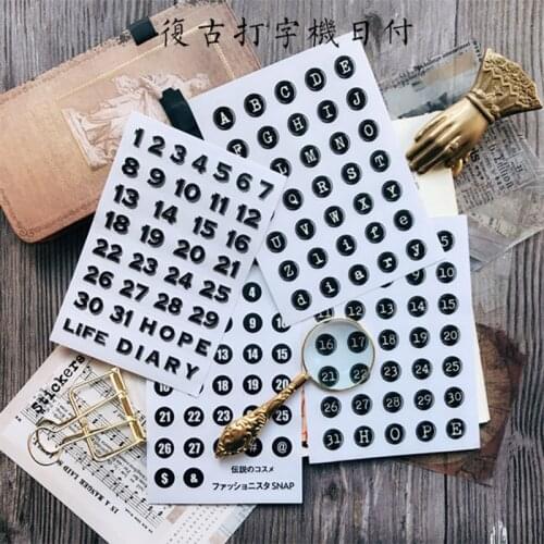 Vintage letter stickers day pay black and white English letters DIY scrapbooking album happy plan envelope decorative stickers