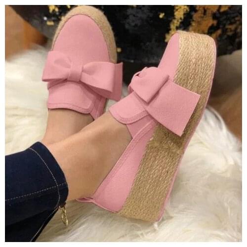 Autumn Shoes Ladies Clogs Platform Round Toe Bow-Knot Casual Female Sneakers Soft Dress Flats Women 2019 Fashion Womens E18-40