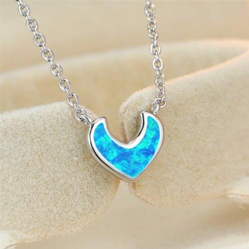 Cute Sheep Horn Blue/White Fire Opal Pendant Necklaces For Women White Gold Animal Jewelry Female Wedding Engagement Necklace