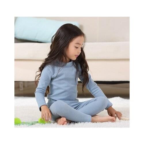 Toddler Girl Pajama Set Kids Warm Half High Collar Homewear Winter New Boys 2 Pcs Long Sleeve Pants + Tops Children Clothing Set