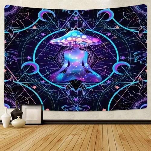 Psychedelic Mushroom Tapestry Colorful Trippy Wall Hanging Fantasy Plant Tapestry Posters Decor for Home Bedroom Party