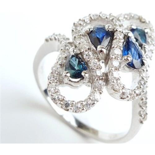 Size 8 AAAA Genuine Natural Blue Gems Rings For Women Zircon Jewelry Engagement Wedding 925 Sterling Silver Ring Gift