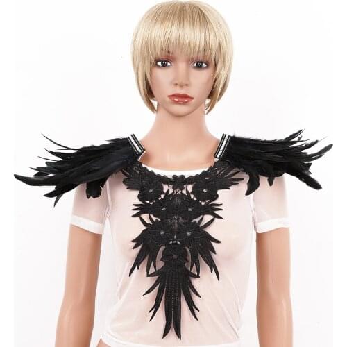 Vintage Victorian Gothic Cape Shawl Sexy Feather Embroidery Lace Faux Pearl Shoulder Wrap Shrug for Party Festival Costume Decor