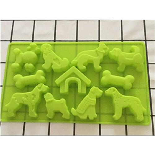 Pet Dog Ice Tray Silicone Mold Easy Release Dog Bone Frozen Ice Cube Maker Mold House Shape Handmade Chocolate Baking Molds