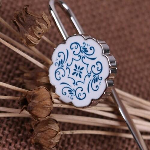 Blue and white porcelain nostalgic vintage Book mark china unique business gift national trend metal classical gift bookmark