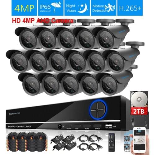 TOPROHOIME H.265+ 16CH 5MP Security Camera System Super 4MP outdoor waterproof day night Camera video surveillance CCTV kit 4TB