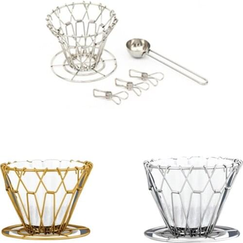 Foldable Portable Stainless Steel Hand Brewed Coffee V60 Cone Filter Paper Holder V60 Coffee Filter Paper Holder-ABUX