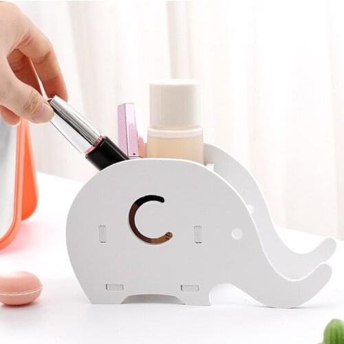 1pc DIY Cartoon Elephant Whale Wooden Ruler Gel Pen Pencil Pot Holder Phone Bracket Stationery Container Office Penholder