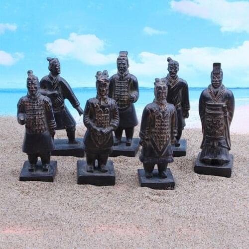 Resin Qin Shihuang Terracotta Warriors Miniature Figurines Chinese Vintage Sculpture Craft Home Decor Soldier Statue Ornaments