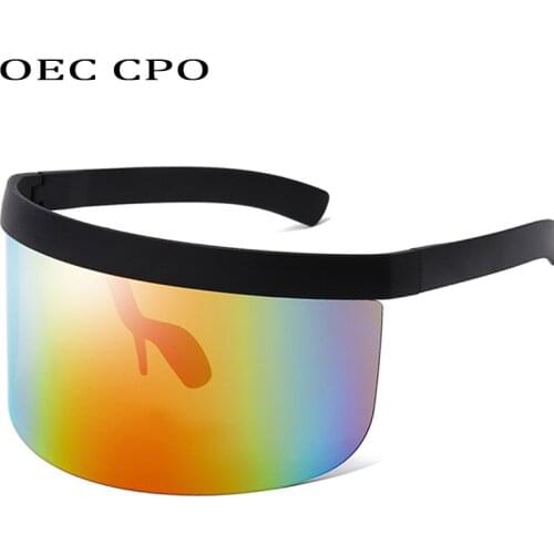 OEC CPO Fashion Sunglasses Women Men Brand Design Goggle Sun Glasses Big Frame Shield Visor Men Windproof Glasses O44