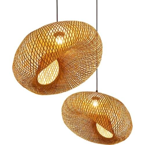 Modern Bamboo Hanging Bamboo Pendant Lamp Fixtures LED E27 Pendant Lights for Kitchen Restaurant Bar living Room Bedroom Home