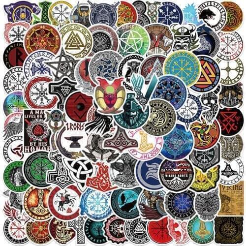 10/50/100Pcs Cool Retro Viking Pirates Mysterious Totem Symbol Rune Style Stickers for Mobile Phone Laptop Luggage Decal Sticker