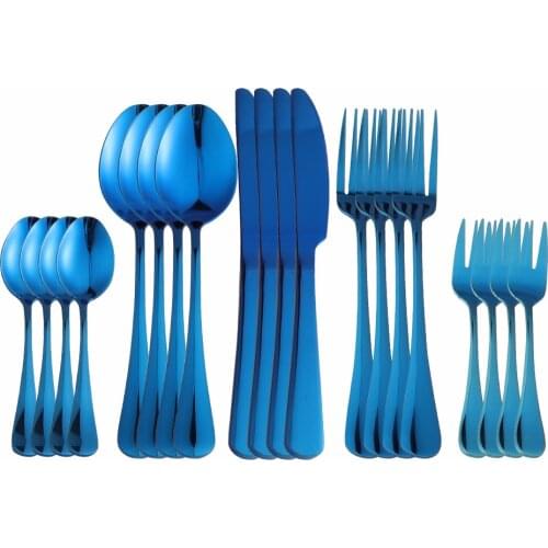 20Pcs Stainless Steel Blue Cutlery Tableware Set Dinnerware Dinner Wedding Party Flatware Set Forks Knives Spoons Set Silverware