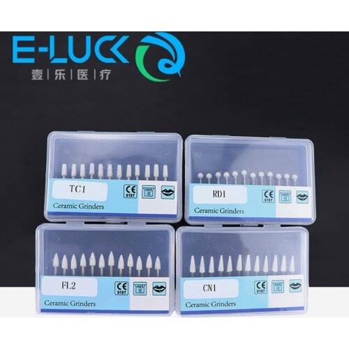 Dental Polishing Burs High-Speed Handpiece Dental Silicone Carbide TC1-Fg Flame Shape FG White Stone Ceramic Grinders