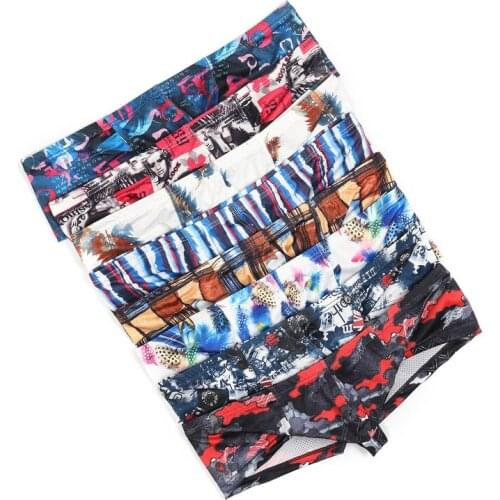 8PCS/Lot Mens Underwear Sexy Boxer Shorts Low Rise Underpants Breathable Printing Male Homme Panties Bulge Pouch Boxers Trunks