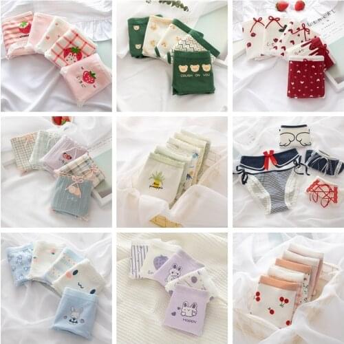 SP&CITY 5pcs Cartoon Cute Animal Womens Underwear Soft Fruit Print Cotton Lace Panties Seamless Briefs Girls Sexy Lingerie Set