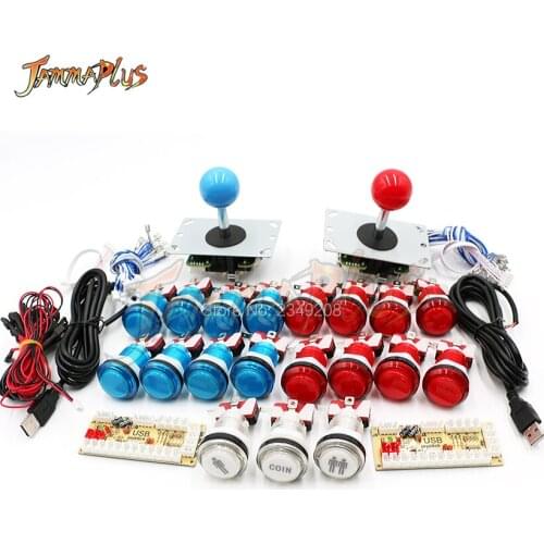 Zero Delay USB Arcade DIY Kit USB Encoder To PC Raspberry Pi Copy Sanwa Joystick+ LED Light Illuminated Push Button 1P 2 P COIN