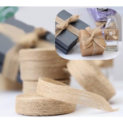 10 Meter Vintage Jute Burlap Hessian Ribbons Lace DIY Wedding Party Decoration Christmas Craft Gift Packing Webbing LT27