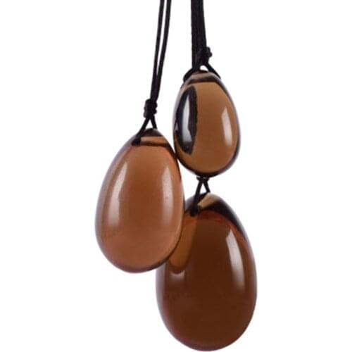 3pc Smoky Quartz Yoni Egg Natural Gemstone Crystal Jade Eggs Kegel Exercise Ball Vaginal Tighten Massager Drilled Yoni Eggs Set