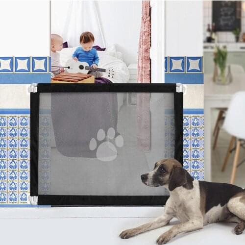 Pet Barrier Reinforced Fiber Breathable Mesh Baby Door Fence Isolation Net Pet Fence Safety Net Dog Gate Pet Separation Guard
