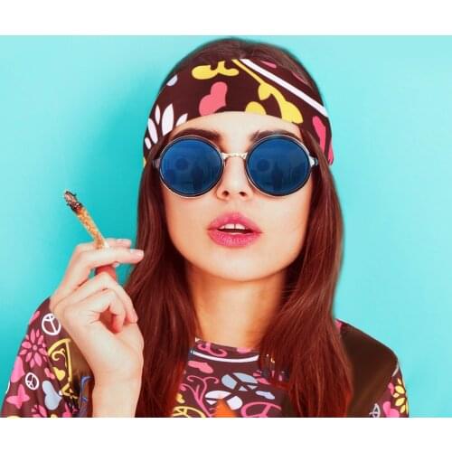 Women Peace Love Hippie Costume Party 70S Hippie Stage Wear Costume Peace Sign Earring Necklace Halloween Indian Tassels