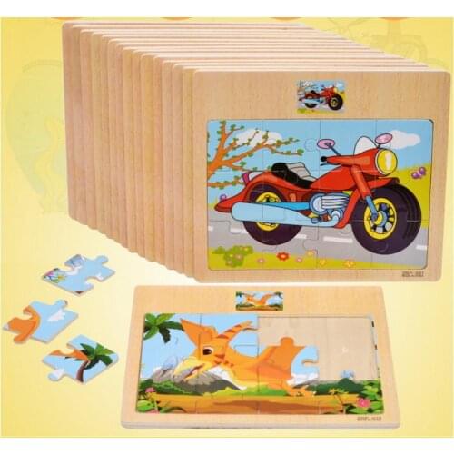 100pcs Cartoon Animal Traffic Jigsaw Puzzle Toys Wooden Board Toy Kids Cognitive Develop Early Education Puzzle Toys
