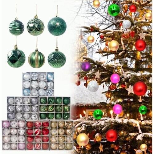 12PCS Christmas Tree Hanging Ball Xmas Multicolor Ball Christmas Ornaments Decoration Home Party Decor