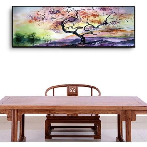 5D Diy Scenic Dream Coloured Tree Cross Stitch Kits Full Square Round Drill Diamond Painting Landscape Mosaic Embroidery