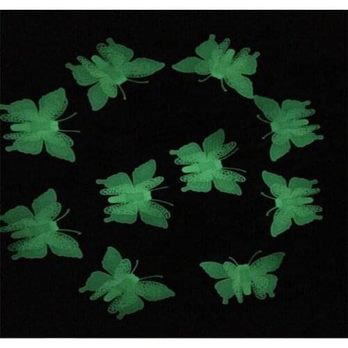 6pcs Luminous Double Layer Butterfly Sticker Wall Sticker Decoration Fluorescent Living Bedroom Children Kid Room Home Decor