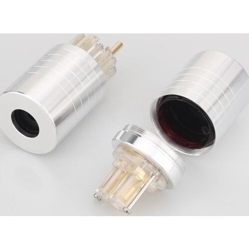 Audiocrast High Quality 24k Gold Plated Aluminium Schuko Power Plug Male Female HIFI Power Connector DIY