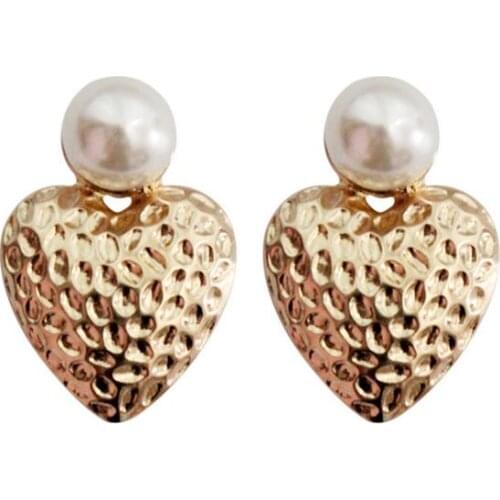 Free shipping wholesale 10 pair/lot fashion jewelry imitation pearl heart earrings