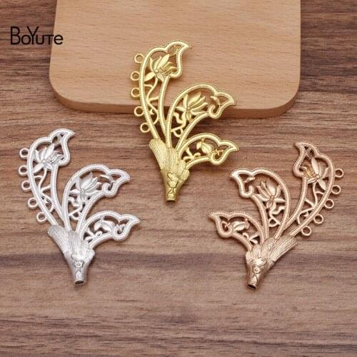 BoYuTe (5 Pieces/Lot) 41*65MM Metal Alloy Flower Materials with 5 Loops DIY Handmade Jewelry Findings Components