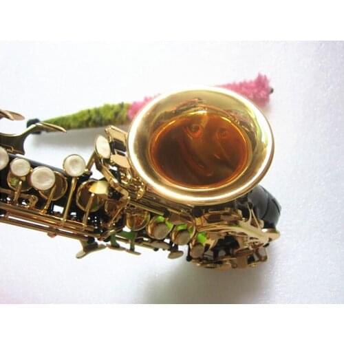 Brand Curved Soprano Saxophone BbTune Music Instrument Black Plated Gold Key Top-Quality With Mouthpiece Adults Universality
