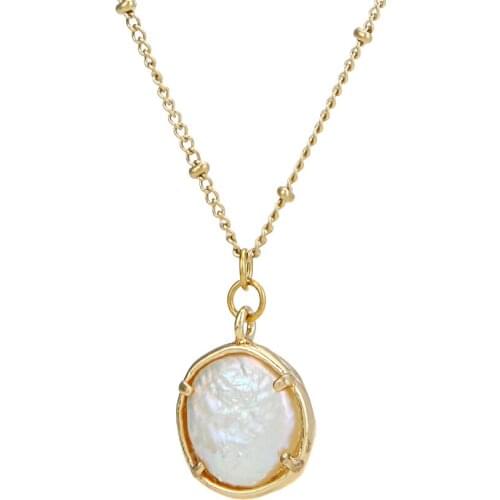 Fashion Stainless Steel Pendant Natural Shell Chain Necklace Statement Choker collares para mujer Trendy Jewelry for Women Gift