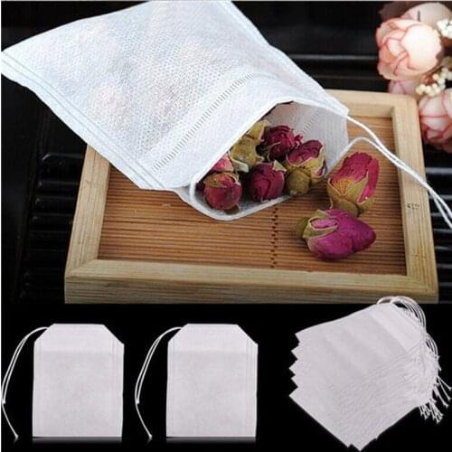 Tea Bags Empty Scented Drawstring Pouch Bag Seal Filter Cook Herb Spice Loose Coffee Pouches Tools Tea Bags 100Pcs/Lot Supplies