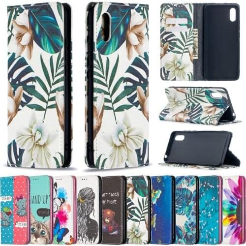 10pcs/lot Automatic Magnetic Printed Patterns Flip Leather Phone Case For Xiaomi Redmi 8 8A Note 8T 8 Pro Stand Card Slots