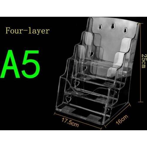 Four layers A5 clear Acrylic company brochure display box Advertising poster frame file frame display stand free shipping