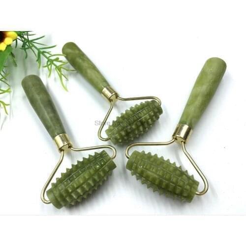 DHL 200pcs Jade Stone Needle Face Arms Neck Massage Roller Ancient Face Body SPA Massage Roller Facial Massager Skin Care Tool