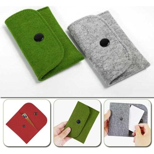 Felt Wallet Coin Purse For Women Men Small Solid Color ID Credit Card Key Holder Cash Money Organizer Pouches With Buckle