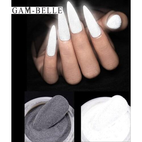 GAM-BELLE 1Box Reflected Nail Glitter Powder Shiny Glow Dipping Nail Art DIY Decoration Party Disco Dancing Holographics Dust