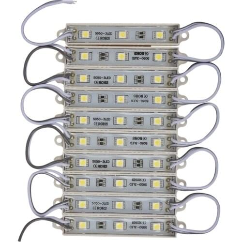 Hot 1*10pcs 5050 SMD 3 LED Module LED Strip String Light Waterproof DC 12V Cool White
