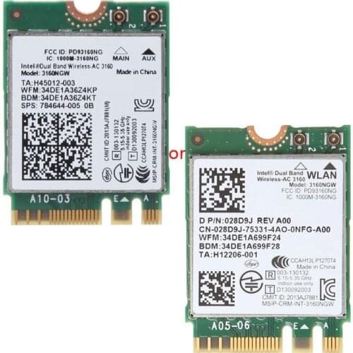 In-tel Wireless-AC 3160 3160NGW Dual Band Bluetooth-compatible 4.0 Wifi Card For DELL wholesales