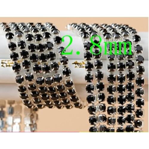 Stones And Crystals Strass Pedras De Cristal High Quality 2.8mm Rhinestone Cup Chain Silver Sew On 5 yard/roll