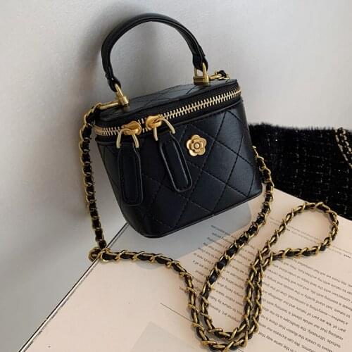 High Quality PU Leather Small Bucket Bag Womens Chain Designer Mini Messenger Bag Fashion 2021 Ladies Travel Shoulder Handbag